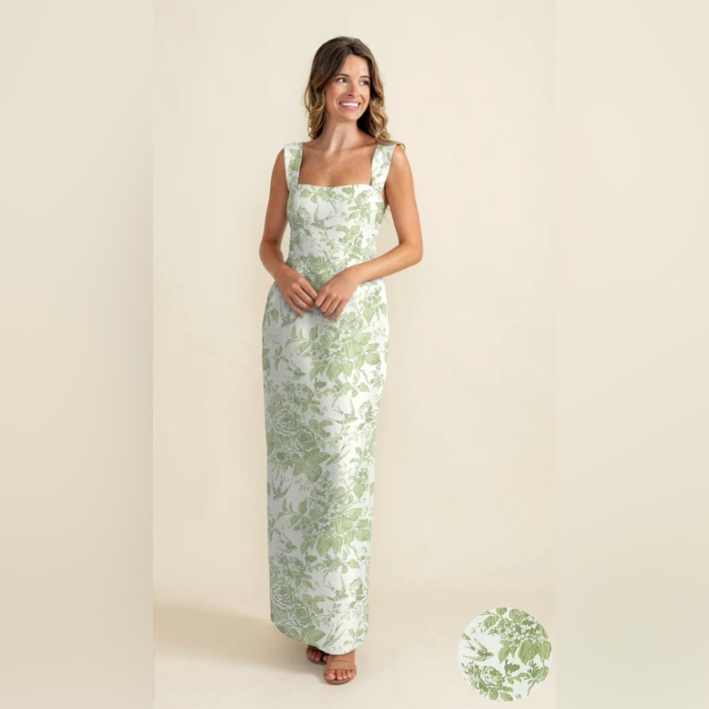 Lula Kate Beckett Dress - Size 2 Garden Flora Jacquard Spring Green Floral
